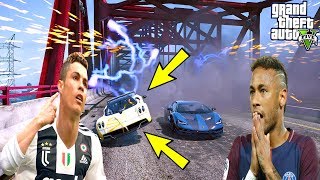 RONALDO VE NEYMAR SÜPER ARABALARLA TEHLİKELİ ELEKTRİKLİ YOLDA YARIŞIYOR! - GTA 5