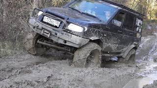 Екатерининский тракт (Калужская обл., октябрь 2018). УАЗ на цепях, Нивы, Toyota. Оффроад покатушка.