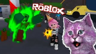 АТАКА ЗОМБИ в РОБЛОКС  ROBLOX ZOMBIE ATTACK КОШКА ЛАНА И КОТ ЛЕО охотятся