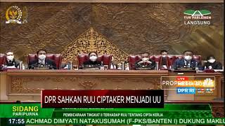 Ketok Palu! RUU Ciptaker Sah Menjadi UU