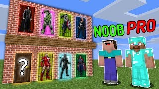 1000 SUPER HEROES AVENGERS DOORS in MINECRAFT BATTLE - NOOB vs PRO CHALLENGE