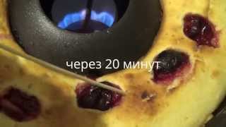 Манник со сливами. Приготовлено на сковороде "Гриль-газ".