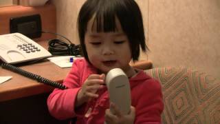 Sweet Sophie is ordering some room service (2.5 years)