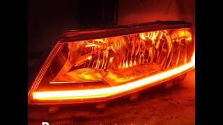 Установка билинз и ДХО Skoda Octavia A7 LED DRL своими руками