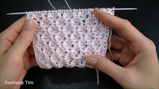 Узор Ажурные соты. Вязание спицами # 504