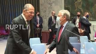 UN: Lavrov meets with Guterres, Security Council FMs