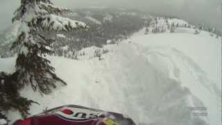 Big Snowmobile Cliff Drop