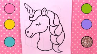 Licorne Coloriage Arc en Ciel et Paillettes Unicorn Rainbow Coloring