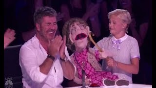 Darci Lynne: Her Naughty Old-lady Puppet 'Edna' Makes Simon Cowell BLUSH!! America's Got Talent 2017