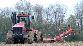 CASE QUATRAC STX 500 et charrue GREGOIRE BESSON 13 fers !! au labour d hiver dans la marne en 2013