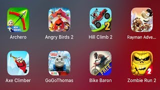 Archero,Angry Birds 2,Hill Climb 2,Rayman Adventure,Axe Climber,GoGoThomas,Bike Baron,Zombie Run 2