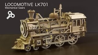 Wooden Locomotive Train from Robotime plywood ROKR LK701 Build Video + Discount code