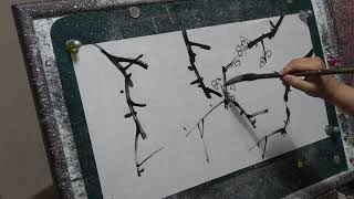 하늘밭 수묵화 교실- 매화꽃 그리기 Ink painting Apricot flower