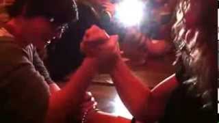 mixed armwrestling girl pins guy