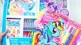 MLP Coloring Toys ! My Little Pony GIANT Activity Kit With Colors, Stickers, Paints, and More