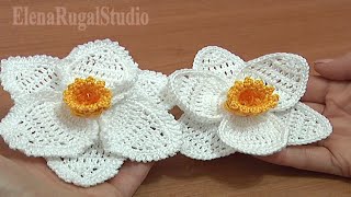 Learn How To Crochet 3D Narcissus Flower Урок 68 часть 3 из 3 Цветы вязаные крючком