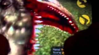 Canivores. ipod touch. shooting T-rex with pistol.