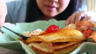 ASMR Eating American Breakfast 팬케이크 パンケーキ 餅子 먹방