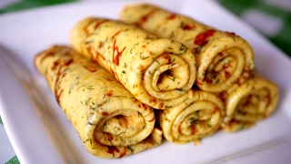 Блинчики с сыром и зеленью. Очень вкусно и быстро