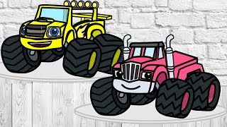 Мультик. Раскраска. Вспыш и чудо-машинки. Учим цвета. Cartoon Blaze. Learn Colors.