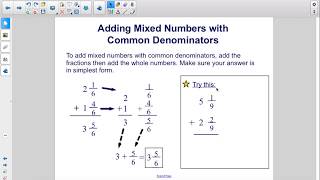 Pre Algebra NandO PT 2 Adding Mixed Numbers