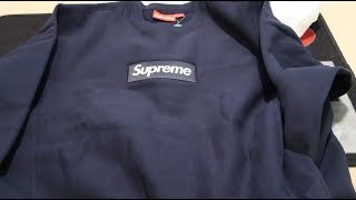 Supreme FW18 Box Logo Crewneck Navy Pickup/Unboxing