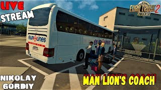 ETS 2 ● Курсуем Рейсами Компании EUROLINES на Автобусе MAN Lion's Coach ● ЮГ+ProMods+RusMap