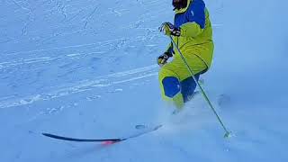 Telemark skiing. Freeheel.