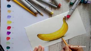 Как нарисовать банан маркерами? Видеоурок рисования. Учу рисовать. Графика с Яной Стамо