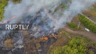 Russia: Firefighters tackle blaze near settlements in Samara region