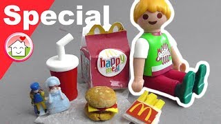 Playmobil deutsch - Pimp my PLAYMOBIL - McDonalds Happy Meal -  DIY für Kinder - Familie Hauser
