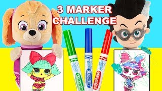 3 Marker Challenge with Paw Patrol Skye and PJ Masks Romeo - Ellie Sparkles