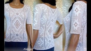 Кофточка Крючком Филейным Узором - 2019 / Blouse with Crochet Pattern