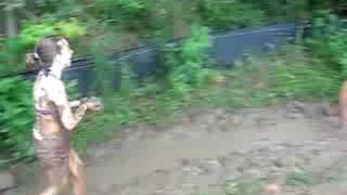 me and my friend in mud