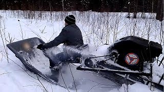 Рубилово  на мототолкаче  Ураган. Снегоходах  Рысь и буран, по камышам и глубокому снегу.