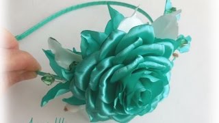 Ободок с розой, МК / DIY Rose Headband / Rose tutorial / Роза канзаши