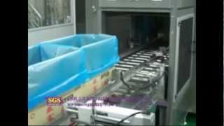 เครื่องขึ้นรูปและสอดถุงลงกล่อง รุ่น SGS-886LE ไลน์ผลิตและไลน์แพ็ค อัตโนมัติ