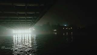 Howrah Bridge In Night From The Middle Of The River.