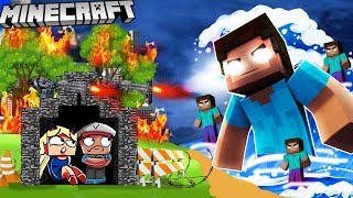 BAZA VS HEROBRINE TSUNAMI - MINECRAFT TSUNAMI CHALLENGE | Vito VS Bella
