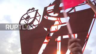 Lebanon: Second anniv of "October 17" protests marked with lighting of torch structure in Beirut