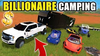 BILLIONAIRE CAMPING | I BOUGHT NEW TOYS FROM THE TOY STORE! | FARMING SIMULATOR 2017