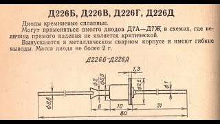 Справочные данные отечественных кремниевых диодов Д226 (Б-Д)