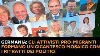 Germania: gli attivisti pro-migranti formano un gigantesco mosaico con i ritratti dei politici