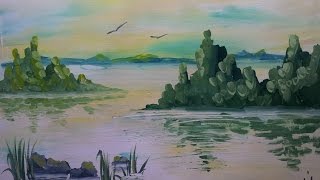 Рисуем Теплый день У РЕКИ [Гуашь]