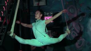 Aerial Contortionist Split, Disasterpiece Theater, The Deep End in NYC, January 2020