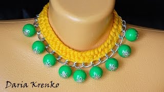 DIY Шикарное трендовое колье из ниток своими руками \ Necklaces video tutorial