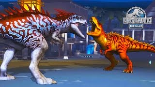 Тираннозавр против Индоминус Приотродон Остапозавр Jurassic World The Game прохождение на русском
