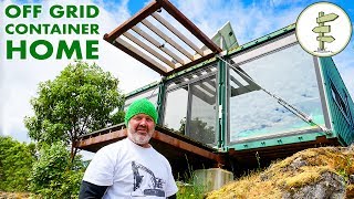 Man Builds Stunning Off Grid Shipping Container Home on Mountain Top