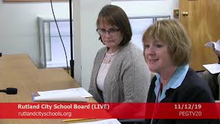 Rutland City School Board Meeting November 12, 2019