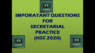 Important questions for SP HSC 2020 | #syjc | Secretarial Practice imp question